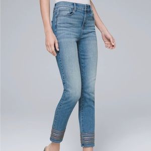 WHBM embellished hem jeans.